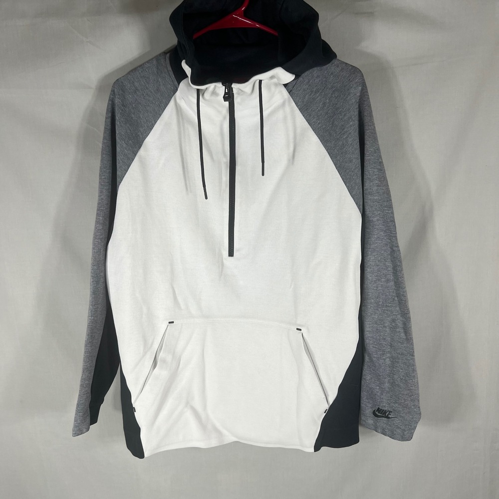 Nike Tech Fleece Hoodie Quarter Zip Colorblock White Grey Black Mens XL